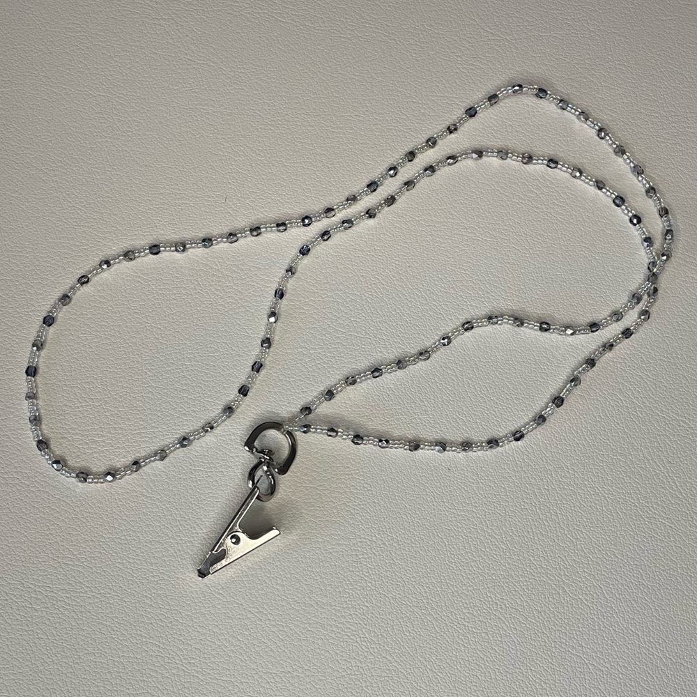 Handmade seed bead lanyard 28”